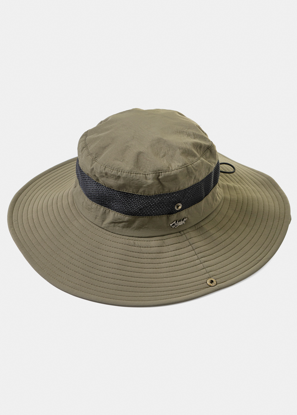 Khaki Active Bucket Hat w/ See-through Detail